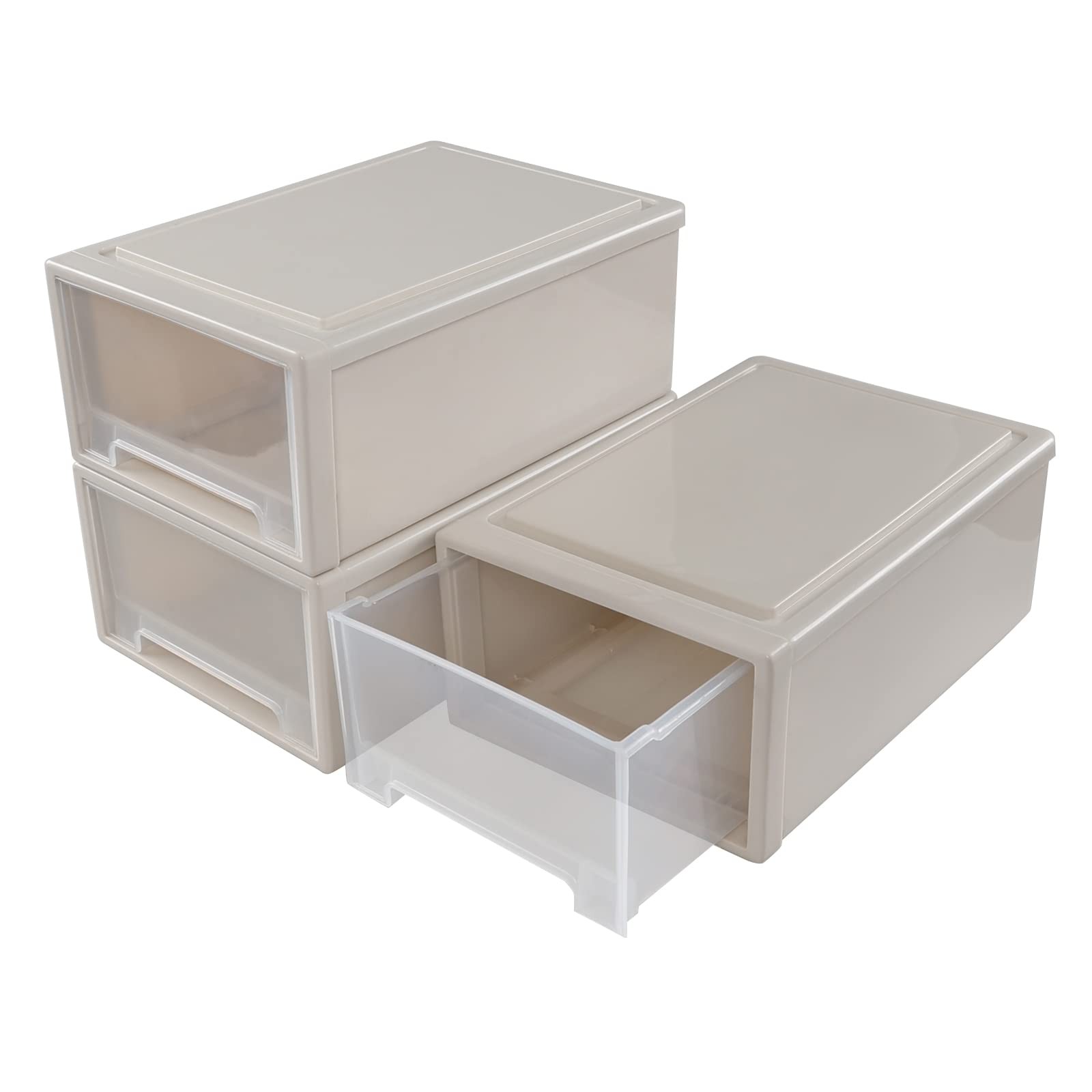 6 Quart Plastic Stacking Storage Drawer Unit, 3 Packs