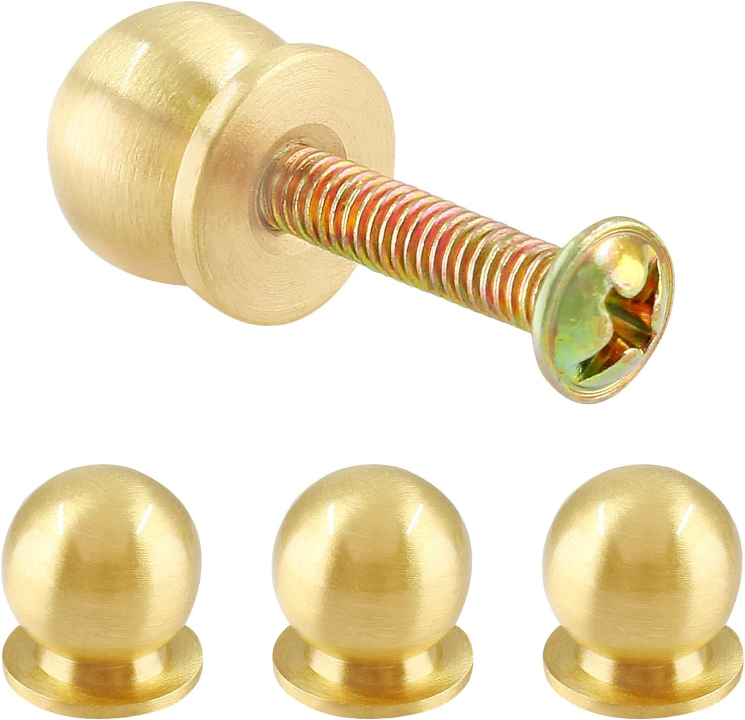 4 Packs Mini round Solid Brass Knobs, 1/2 Inch Diameter Brass Pulls, Gold Min…
