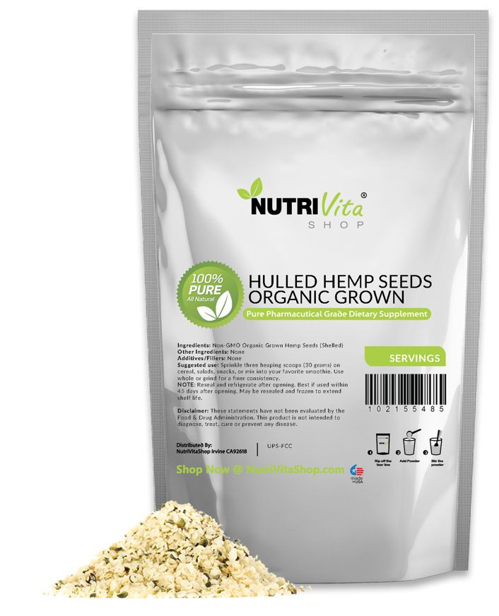 2X 1LB (2 LB 32oz) 100% HEMP HEARTS RAW SHELLED SEEDS GLUTEN-FREE nonGMO HULLED