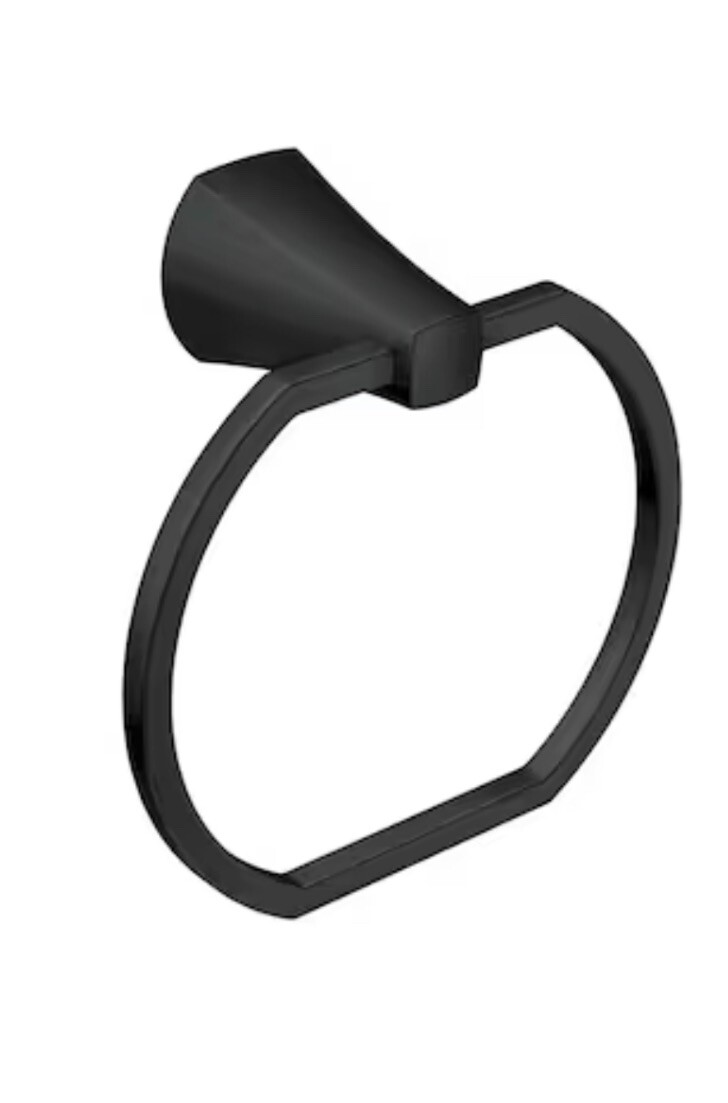 MOEN Lindor Towel Ring – Matte Black (MY8786BL) Press Mark Easy Installation