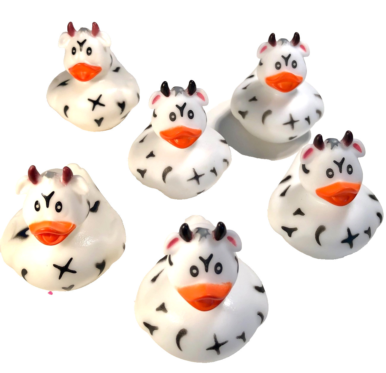 6 FARM ANIMAL 2 1/4″ DAIRY COWS CRUISING DUCKS RUBBER DUCKIES CRUISE DUCK COW