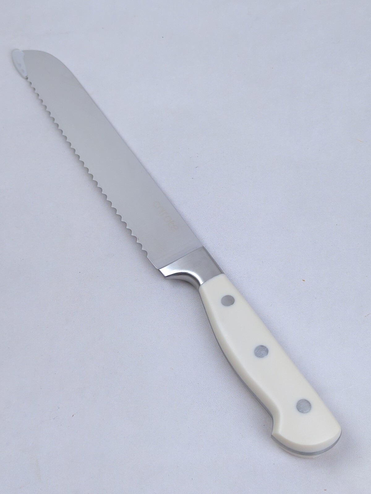 CAROTE 8″ BREAD Knife, HIGH-CARBON Steel Blade, Triple Riveted CREAM Handle