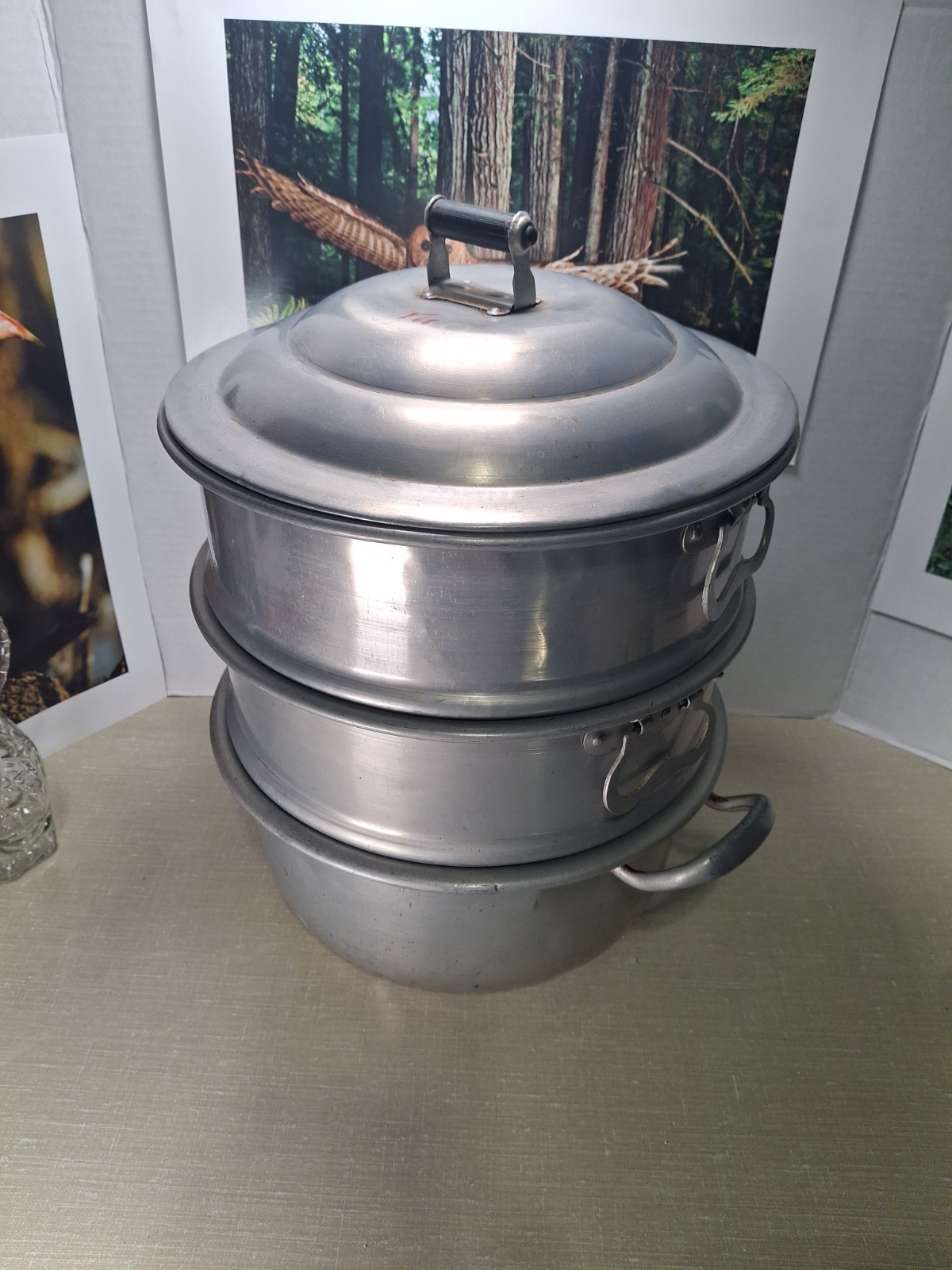 12″-30cm Food Steamer Aluminum 3-tier Steam Pot W/ Lid for Vegetables, Seafood