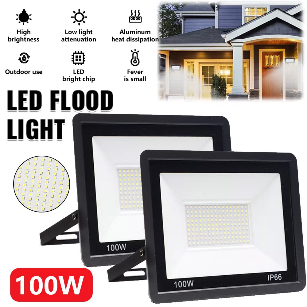 100W LED Flood Light Outdoor Garden Lamp Yard Security Landscape Spotlight IP66
