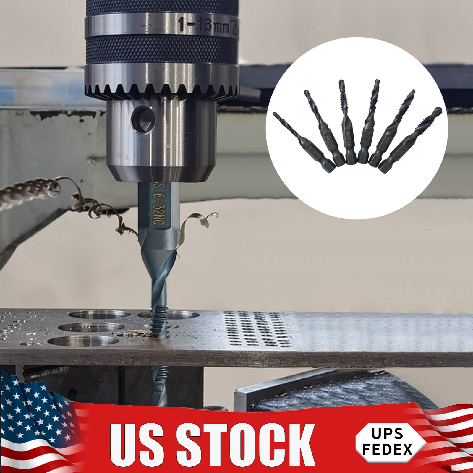 12PCS US-Standard Drill Tap For Hole Drilling-Tapping-Deburring, Drill & Tap Set
