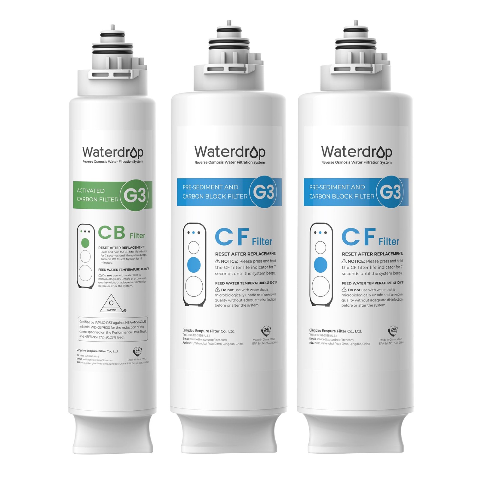 Waterdrop G3 Replacement Filter 1-Year Combo Pack Of 2 Wd-G3-Cf Filters And 1