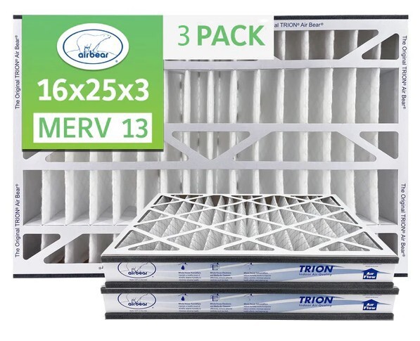 Trion Air Bear 266649-101 (3 Pack) – 16″ x 25″ x 3″ MERV 13 Pleated Air Filter