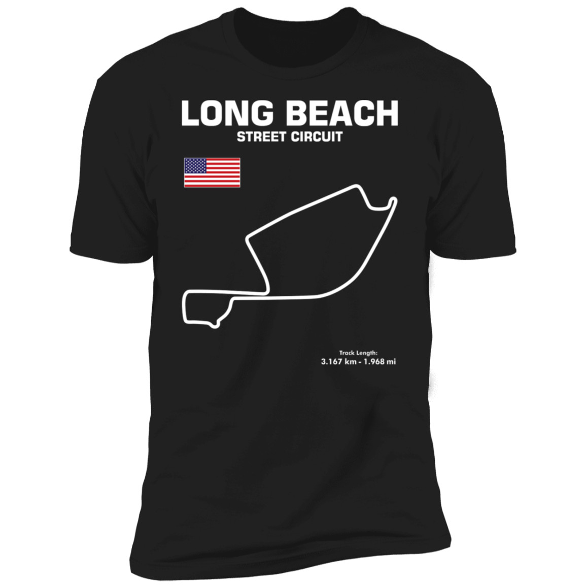 LBC Long Beach Street Circuit Race Track Outline T-shirt