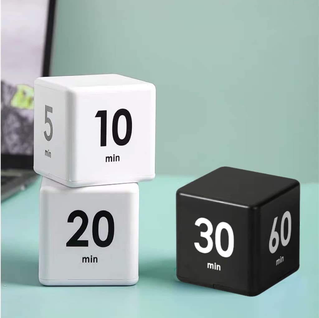 Feilifan Flip Timer, Productivity Cube Timer for Kitchen 15-20-30-60min,black