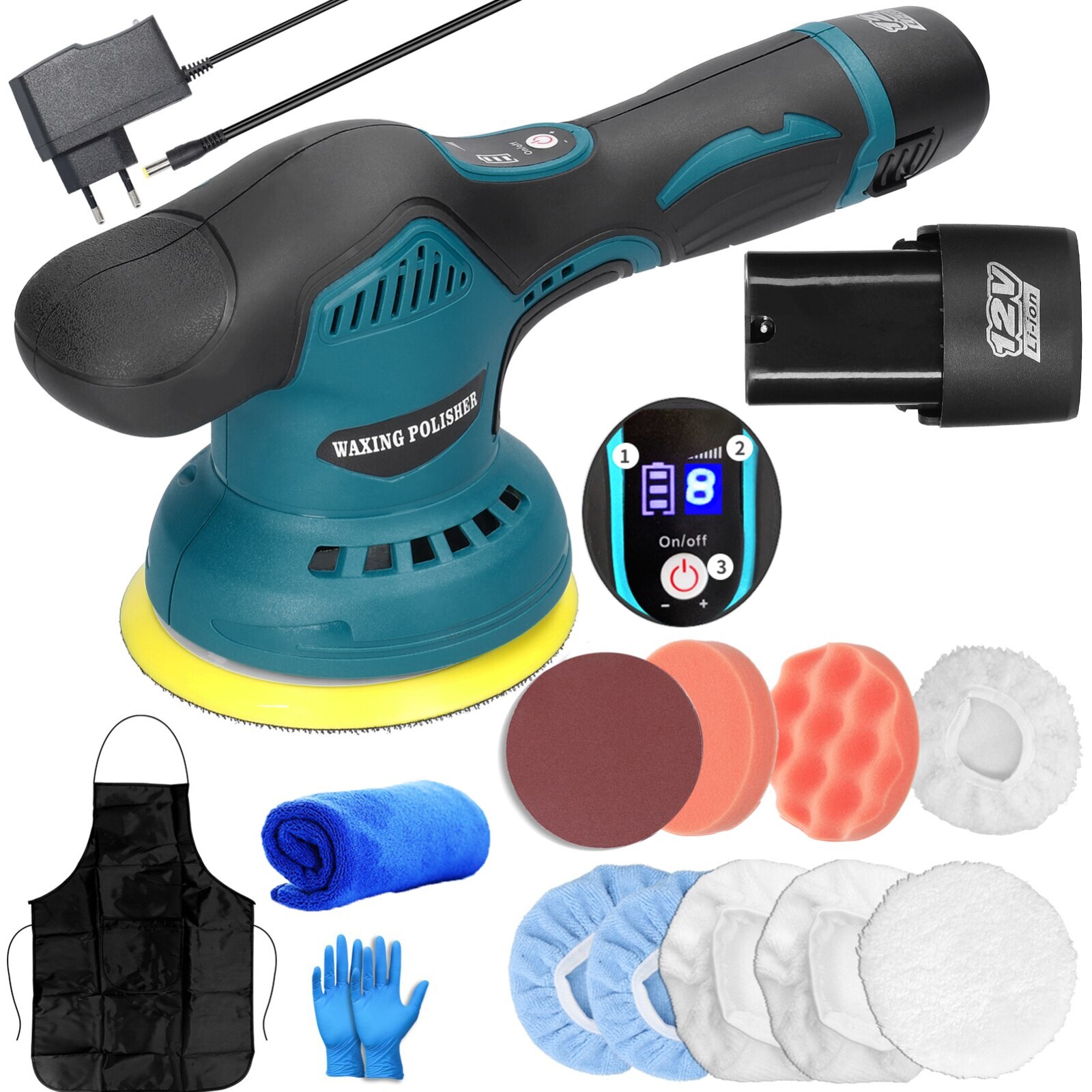 Portable Orbital Sander 12V Cordless Car Polisher Polishing Repair 2XBattery 5″