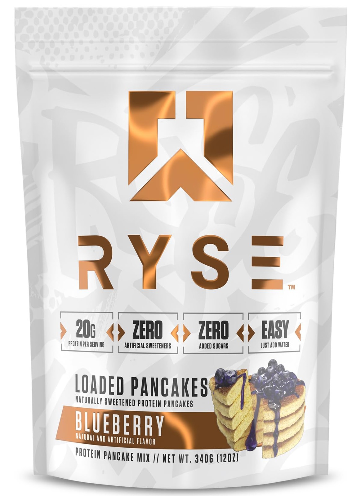 RYSE Loaded Protein Pancake & Waffle Mix Blueberry Naturally Sweetened Brea…