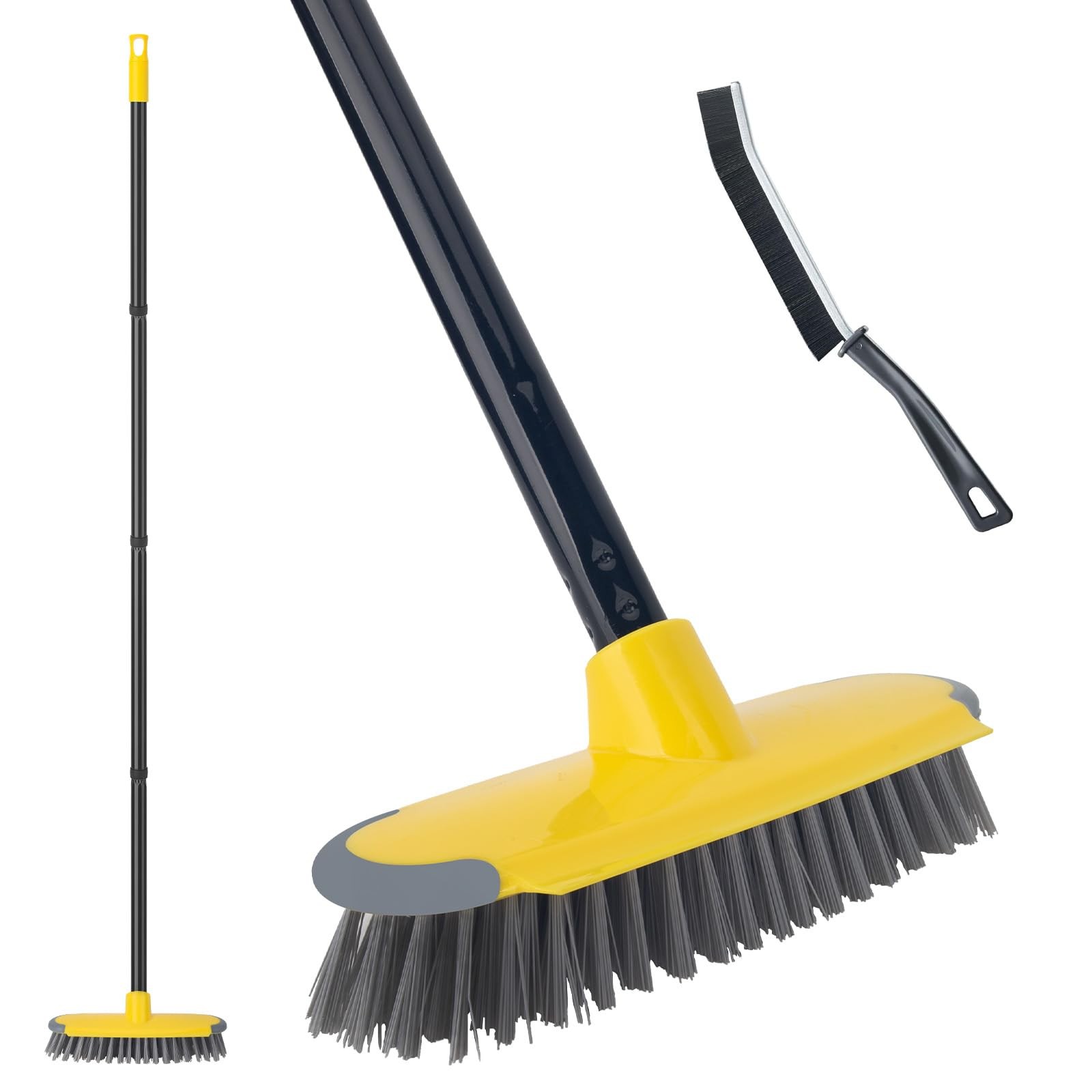 Deck Brush with Long Handle, Floor Scrub Broom for Shower, 50” Outdoor Scrubber