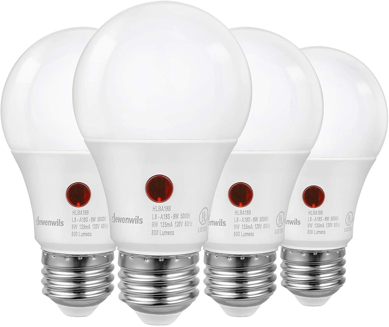DEWENWILS 4-Pack Dusk to Dawn LED Light Bulb, Automatic On/Off, 5000K Daylight