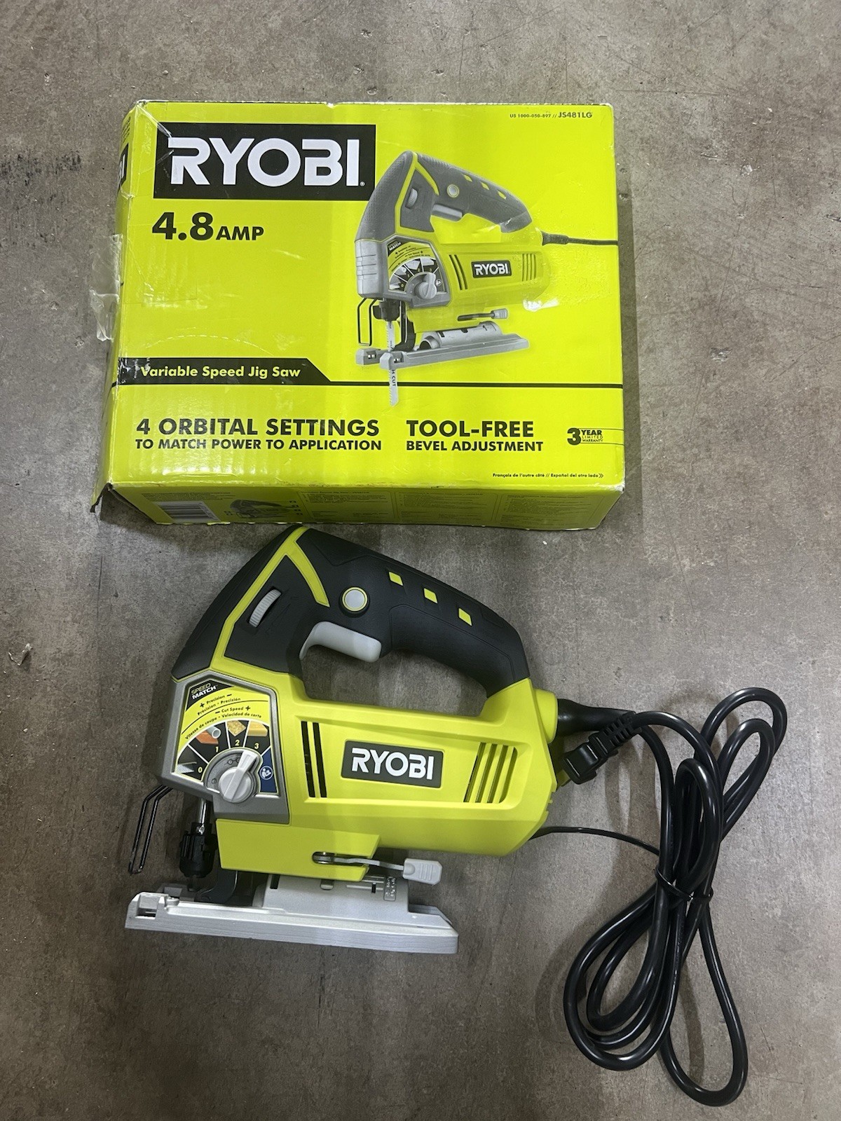 Ryobi Corded JS481LG 4.8A Variable Speed Jig Saw