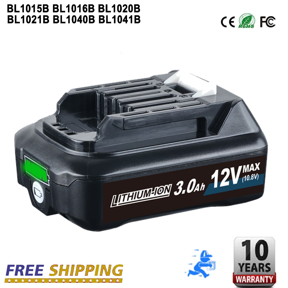3.0Ah 12V BL1041B Battery For Makita Max CXT Li-ion BL1021B BL1020 BL1015 BL1016