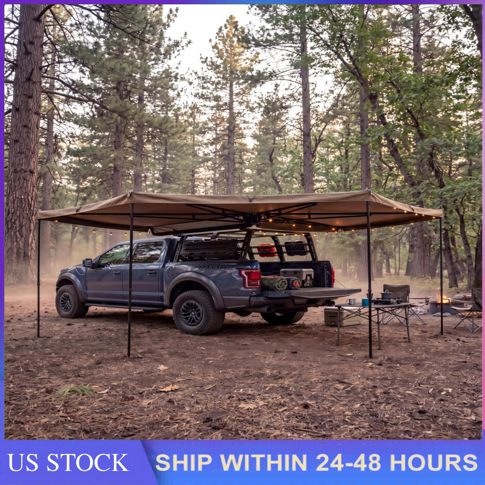 270° Driver Side Awning Rooftop Waterproof Ripstop Sun Shelter SUV Truck UPF50+