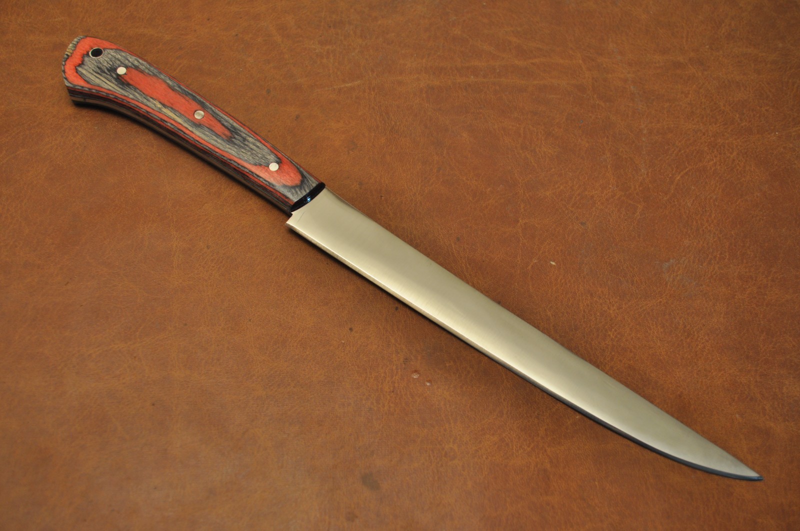 Custom Handmade Steel J2 Fillet Knife W Pakka Wood Handle W Leather Cover 21 (3)