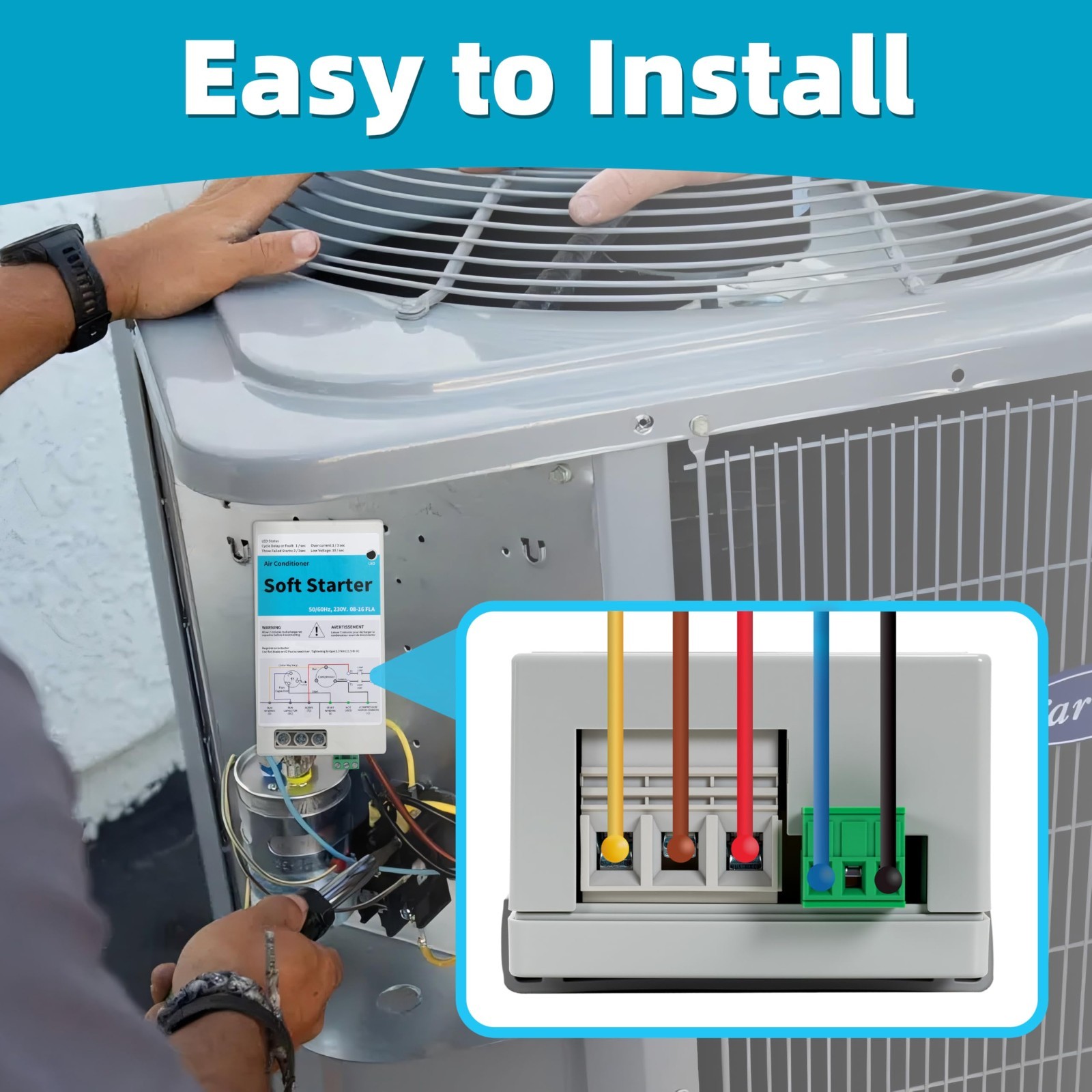 08-16A Air Conditioner Soft Start Kit for Home Use – Fits 1.75-3.5 Ton AC Units,