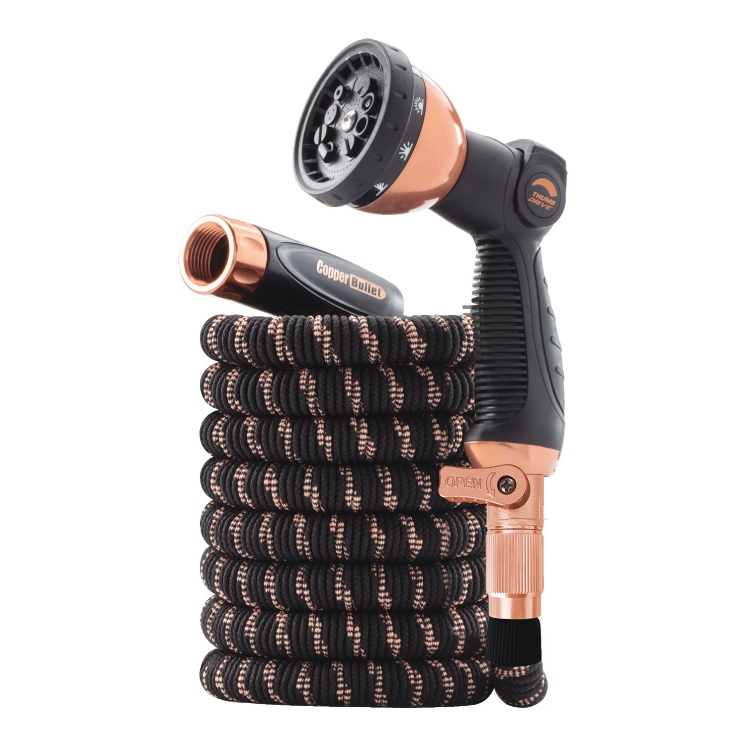 New Pocket Hose Copper Bullet 50-Foot Expanding Garden Hose w/ 10 Spray Patterns