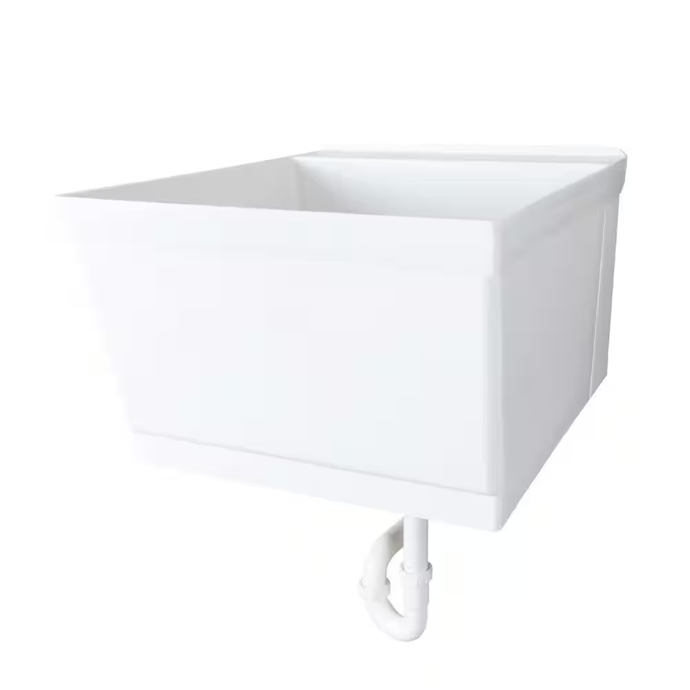 23.5 In. X 22.88 In. White Thermoplastic Wall Mounted Utility Sink Kit with Sink