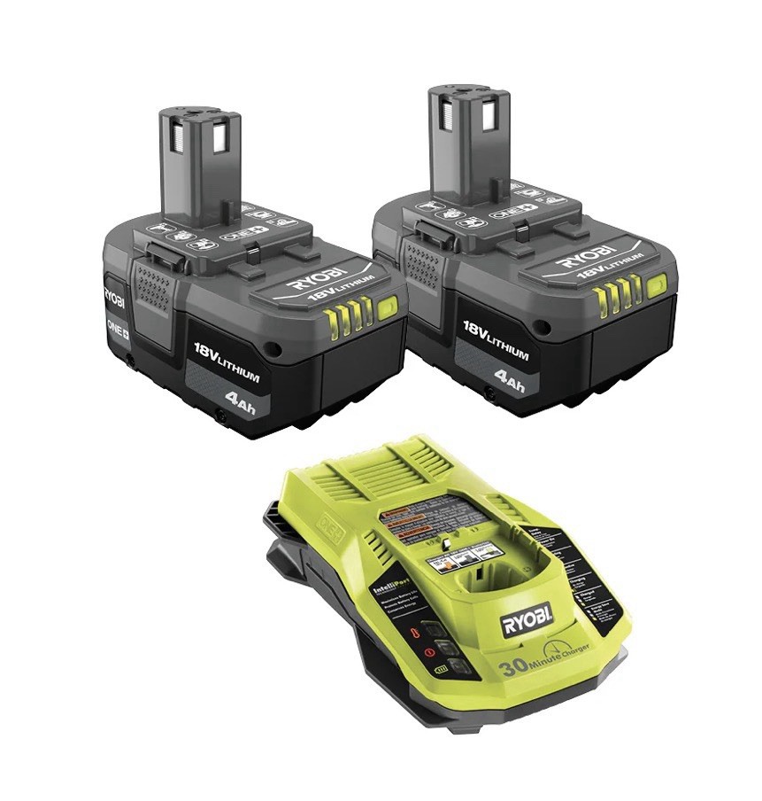 RYOBI 18V Batteries (2) 4Ah & Fast Charger NEW (2) 18V Batteries & Charger Pack