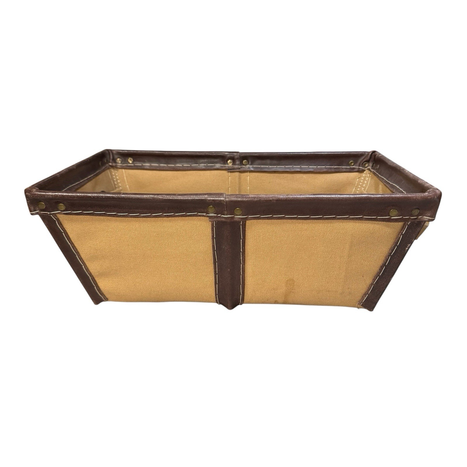 Unique Pottery Barn Canvas & Leather US Mail Bin – Used