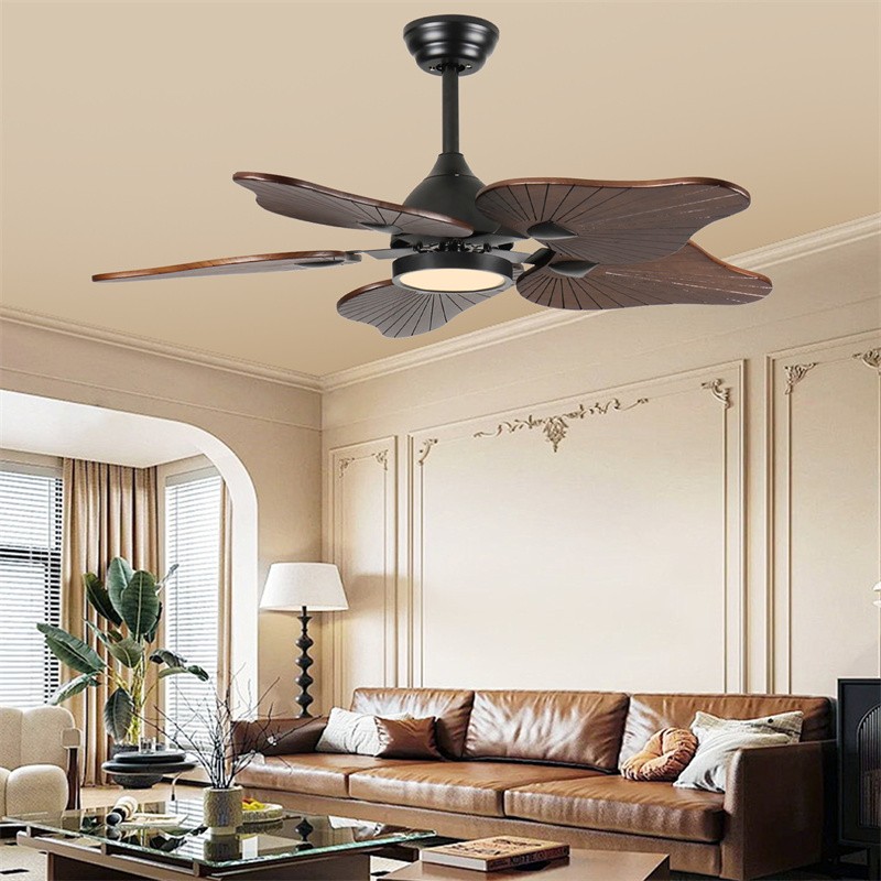 44in Farmhouse Solid Wood Ceiling Fan with Light,Revesbile DC Motor, APP/Remote