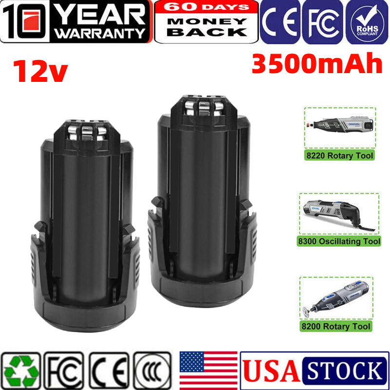 2PC 12V 3.5AH B812-02 B812-03 Replacement Battery Dremel 8200 8220 Cordless US
