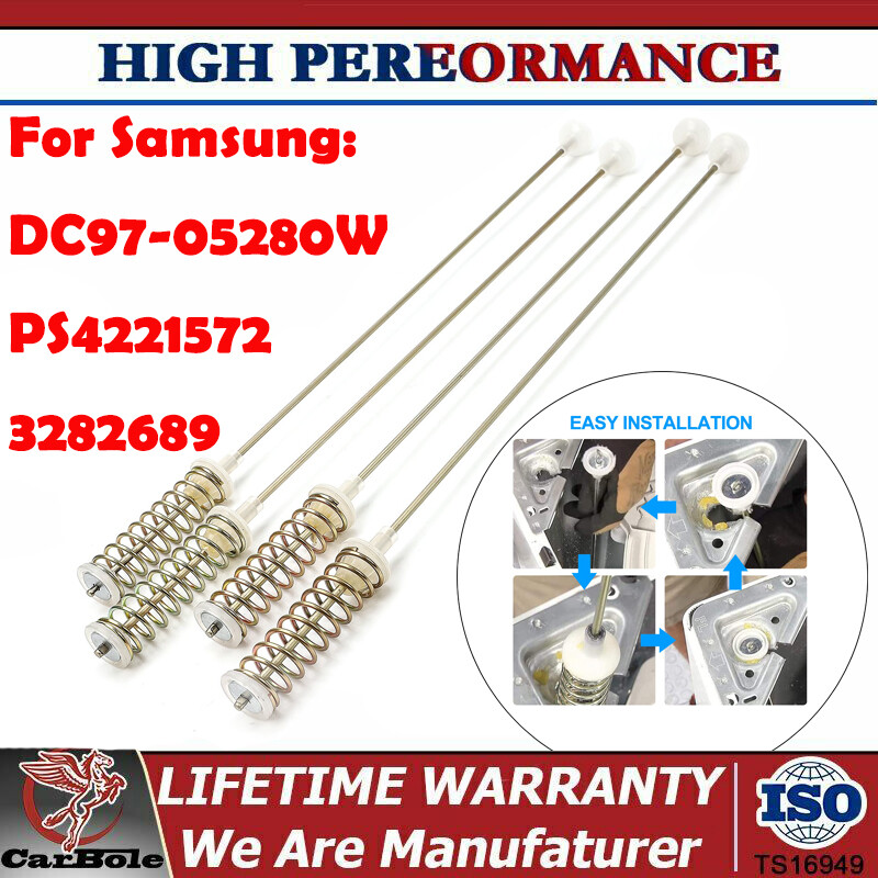 4 Washer Suspension Support Rod Damper &Spring Assembly For Samsung DC97-16350C