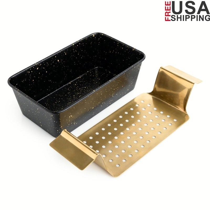 Non-Stick Loaf Pan W/ Gold Trivet Durable Baking Bakeware Oven Safe Kitchen New