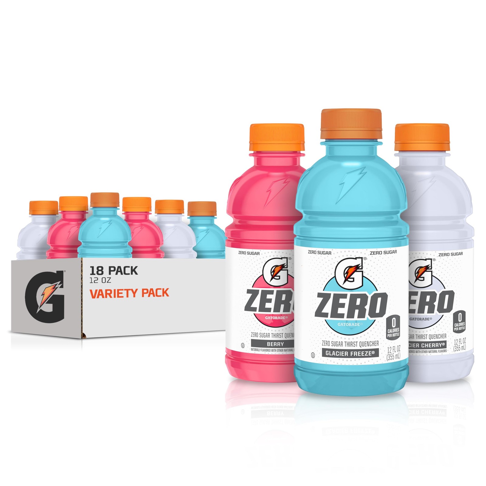 Gatorade G Zero Sports Drink, Glacier Freeze, 12 Fl Oz (Pack of 18)