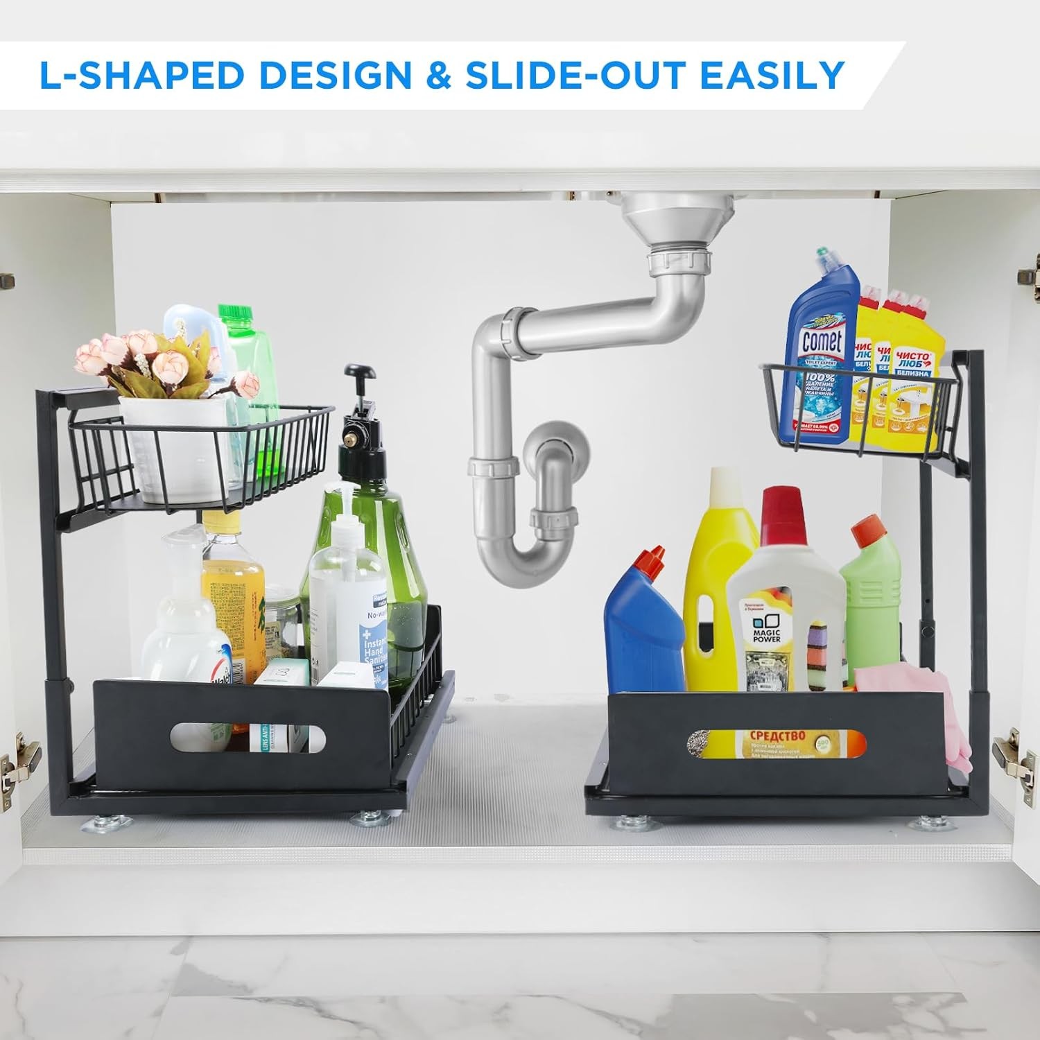 2 Tier Pull Out Under Bathroom Sink Organizers Kitchen Organizers and Storage