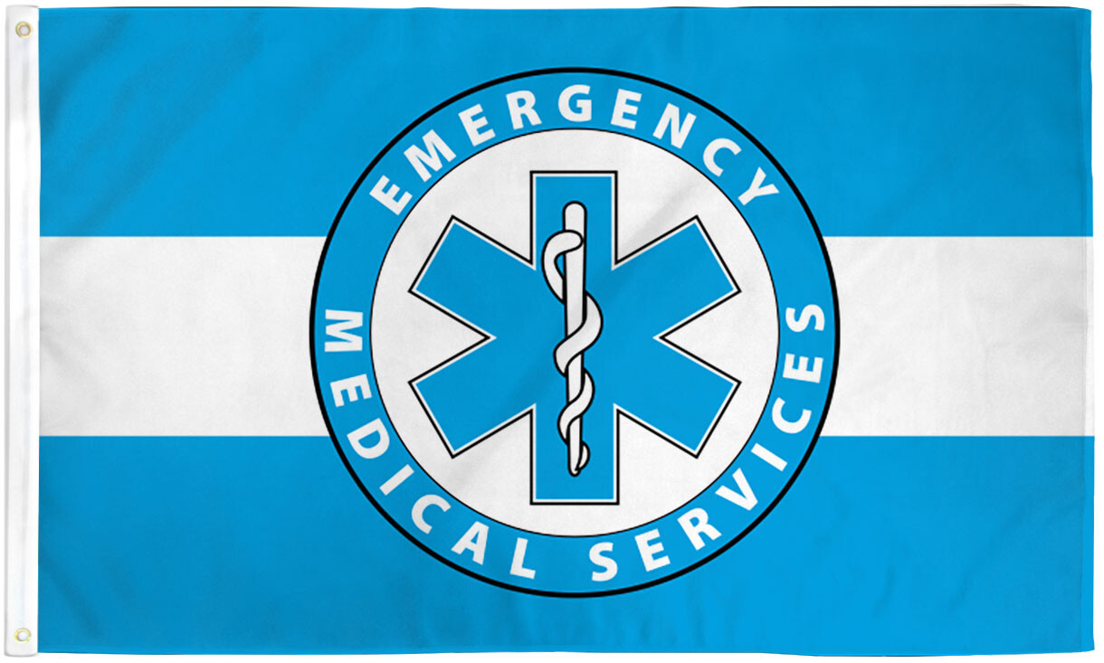 EMS White Line Flag 3x5ft Emergency Medical Services Flag