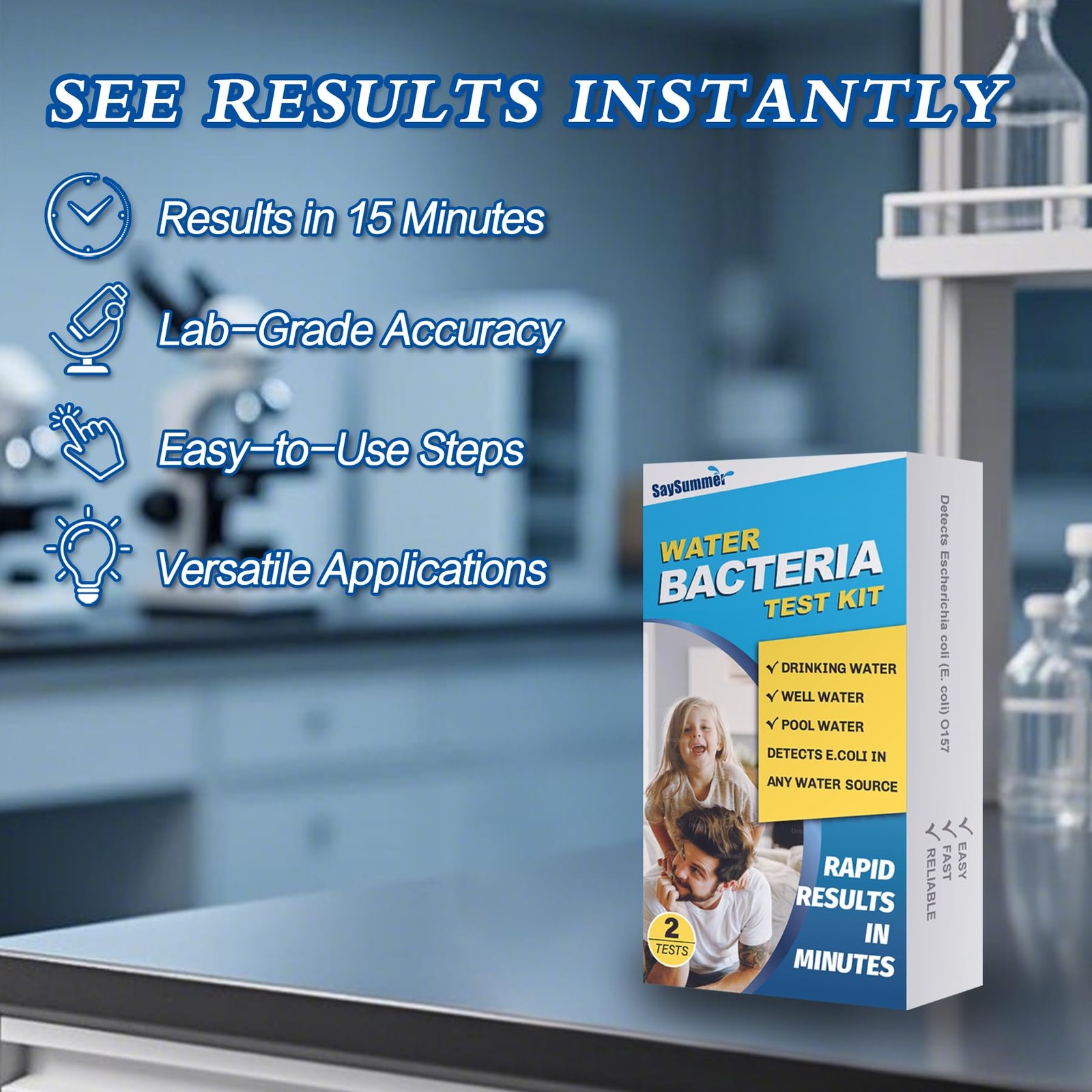 Water Bacteria Test Kit for Drinking Water: Results in 15 Minutes Coliform…