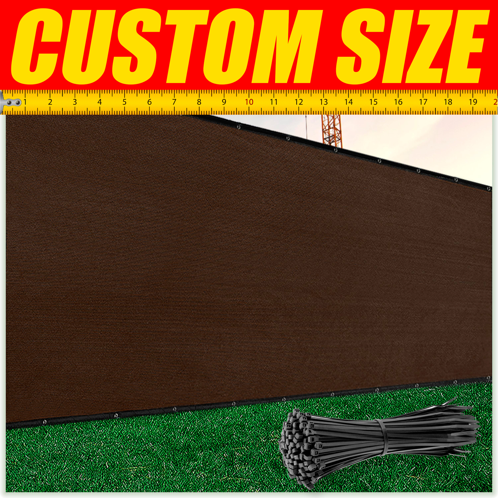 ColourTree Brown 5′ Fence Privacy Wind Screen Mesh Windscreen Custom Size 5 Feet