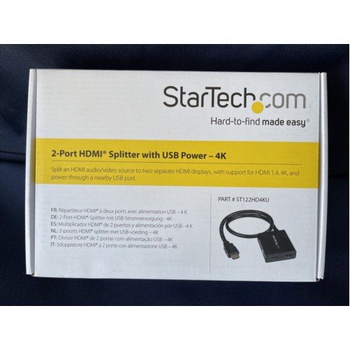 Startech HDMI-SPLITTER-4K60UP 2-PORT HDMI SPLITTER 1 IN 2 OUT 4K HDMI 2.0 DISPLA