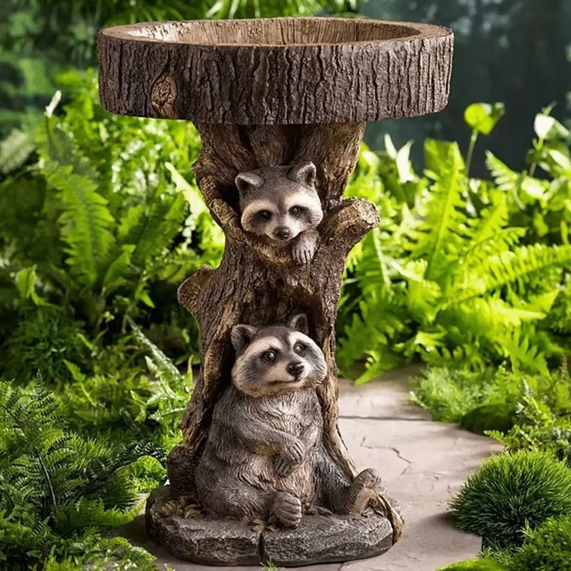 Bird Bath & Feeder Pedestal Free Standing Outdoor Garden Bird Table Ornament