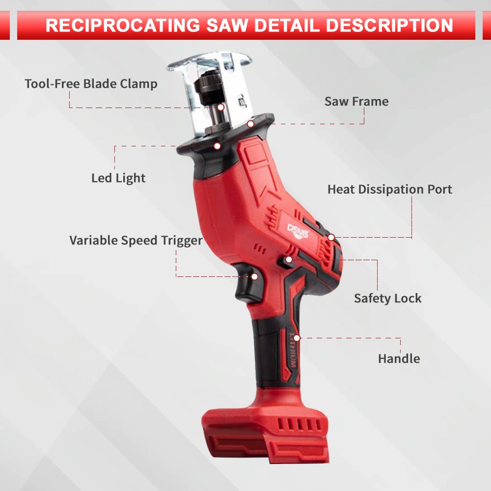 Cisivis 18V Cordless Reciprocating Saw – Compatibility Milwaukee M18 battery