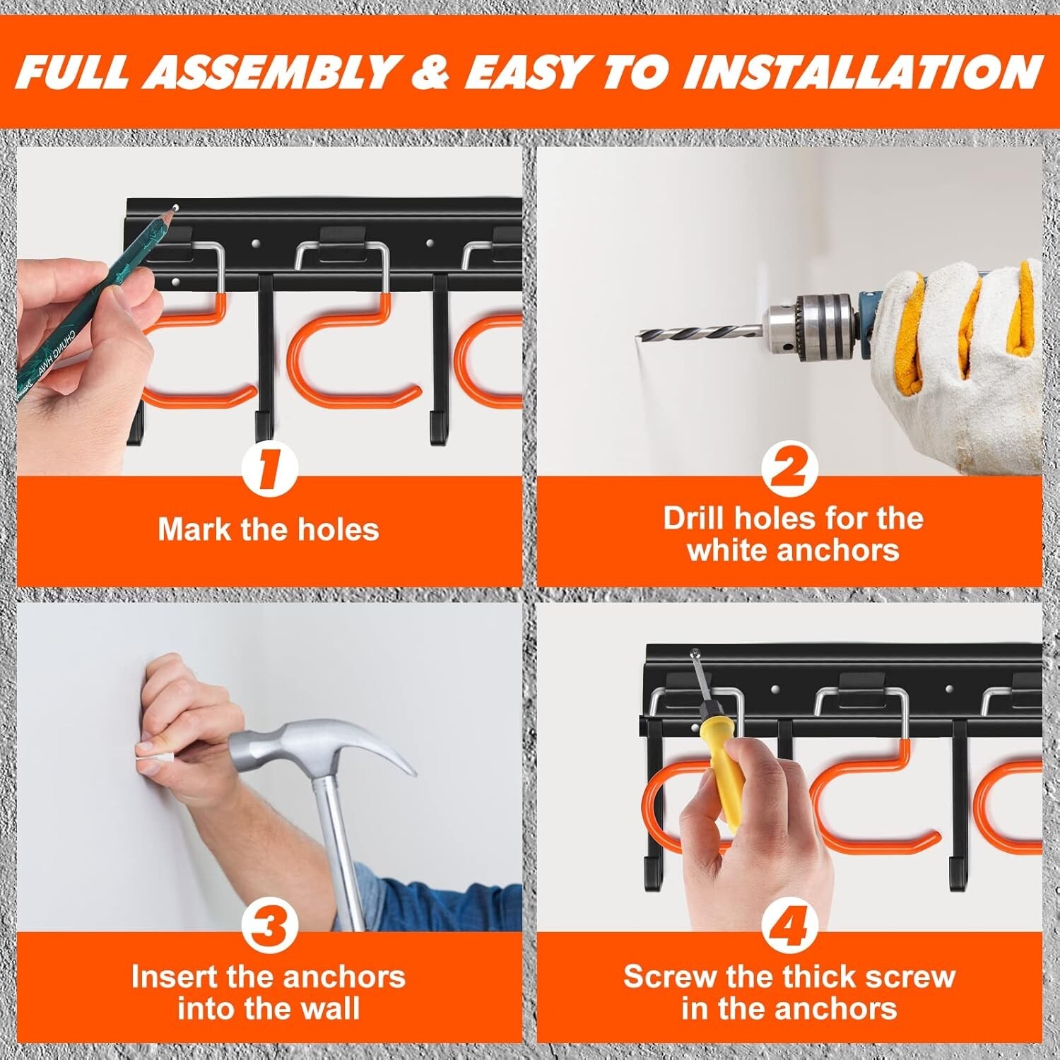 Adjustable Garage Tool Organizer – Wall-Mount, 66 lb Capacity, Iron Construction