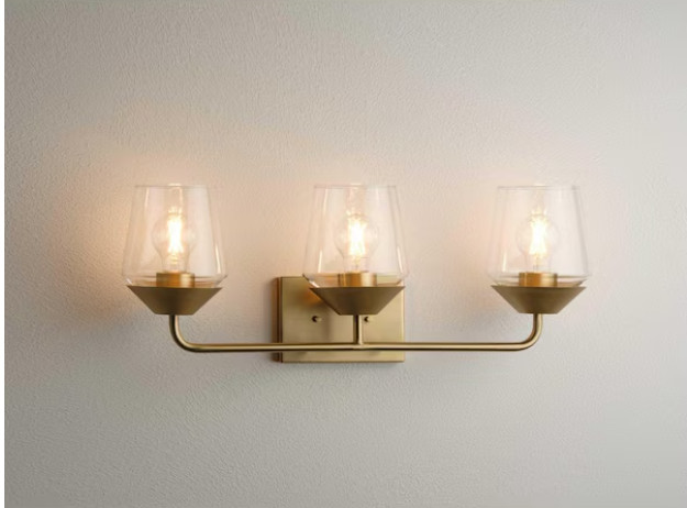 Progress Lighting Avec 24.25 in. 3-Light Brushed Gold Contemporary Bath Vanity L