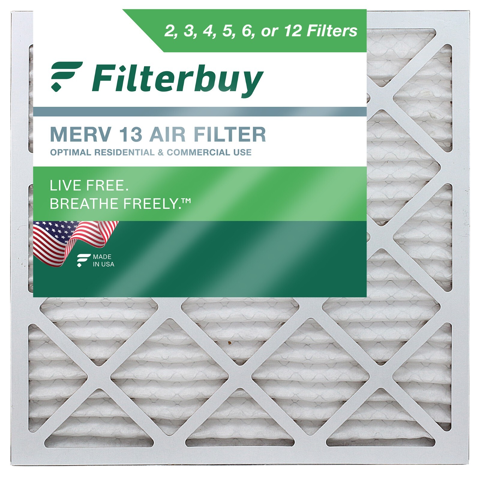 Filterbuy 12x12x2 Pleated Air Filters, Replacement for HVAC AC Furnace (MERV 13)