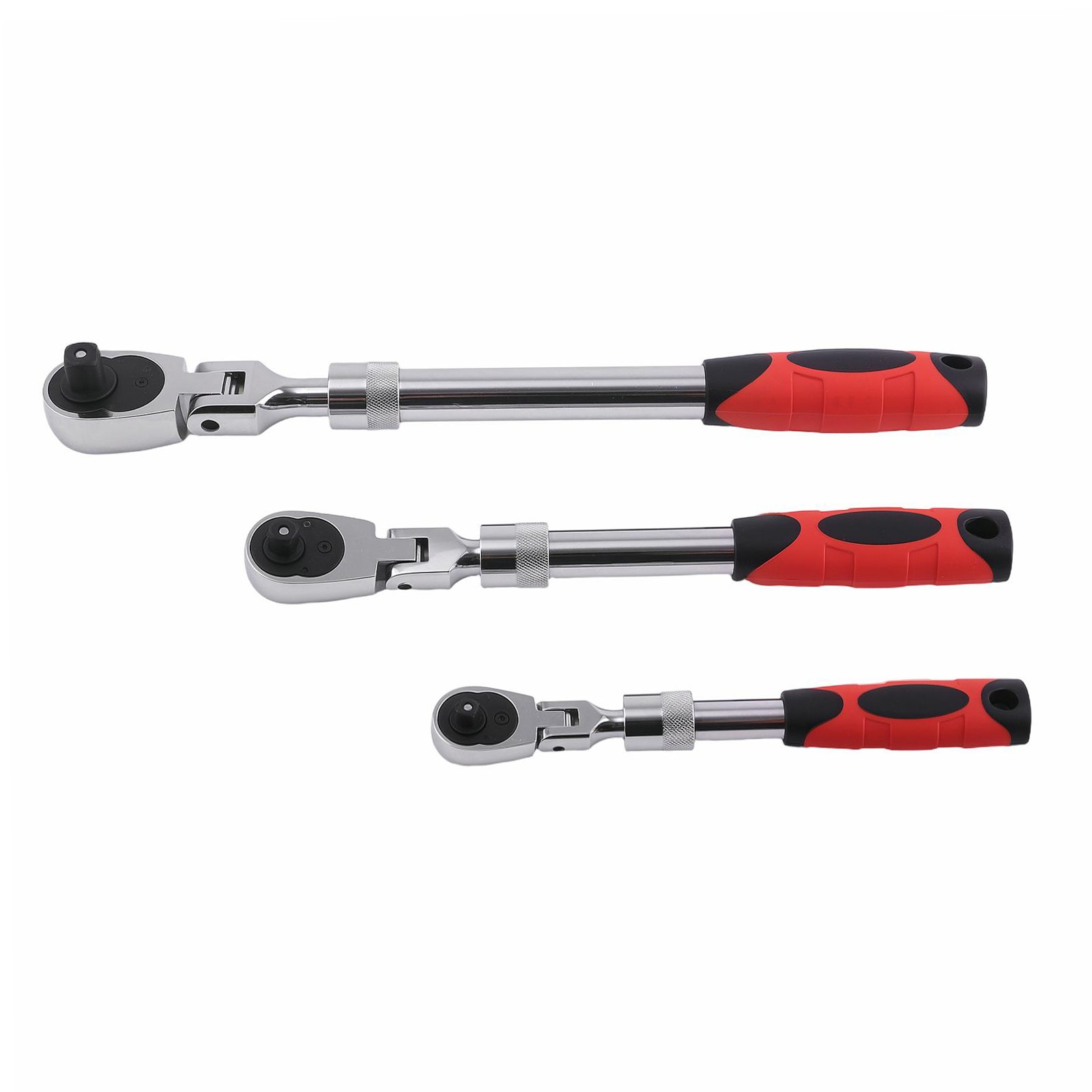 3-Piece Flex-Head Ratchet Wrench Set 72 Tooth 1/4” 3/8” 1/2” Drive Heavy Duty