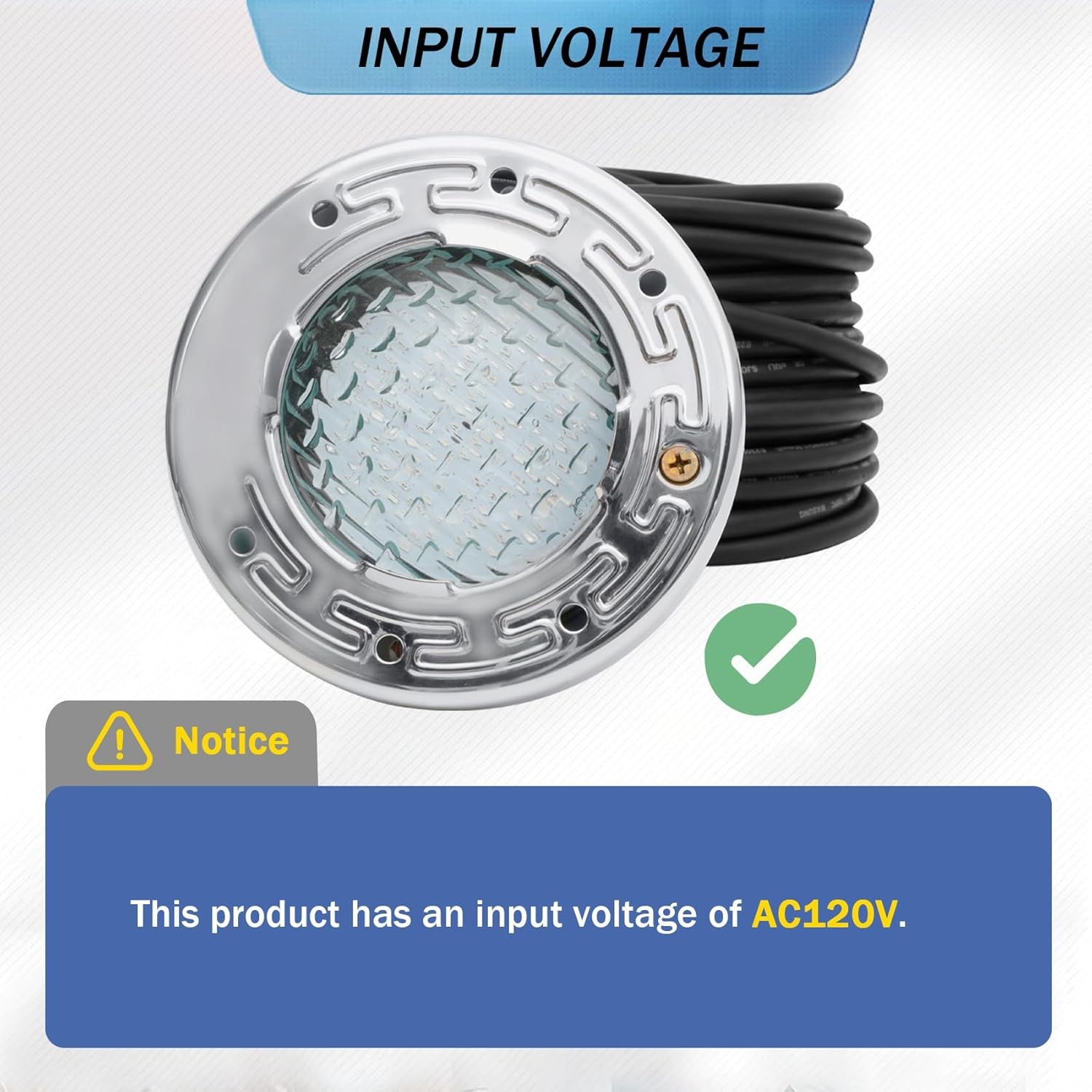 6 Inch LED Spa Lights for Inground Pool, 100FT AC120V 6 Inch White Pool Lights,