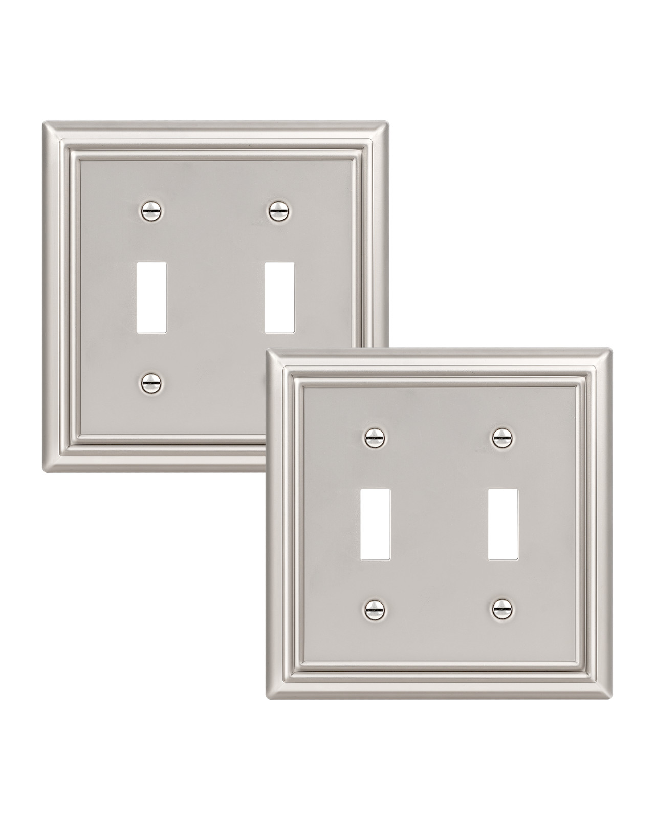 DEWENWILS 2-Pack Brushed Nickel Toggle Wall Plates, Double Gang Metal Switch