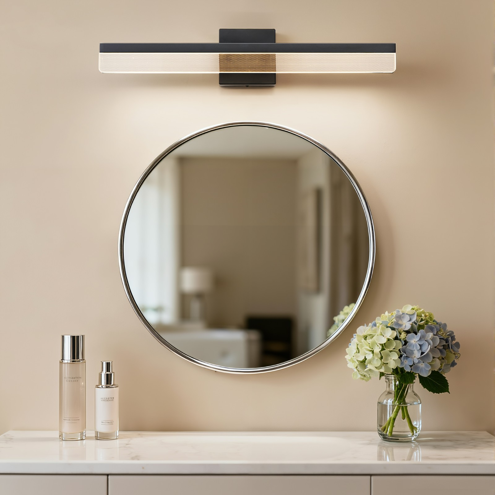 EDISHINE 24″ Dimmable LED Wall Sconce, Satin Black, 1800lm, Adjustable Angle