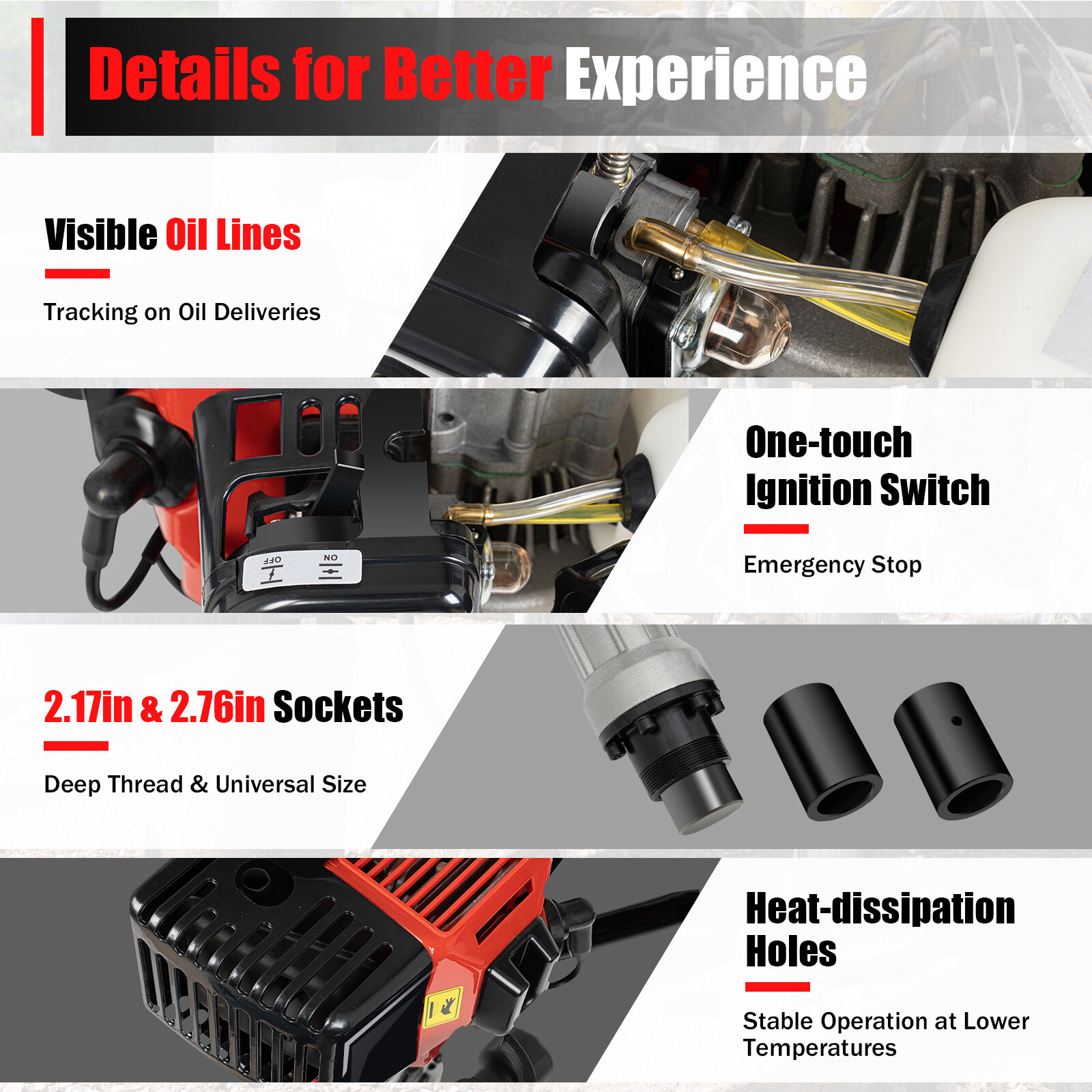 Gas Powered T-Post Driver 2 Stroke Pole Pounder Pile Driver Hammer Portable