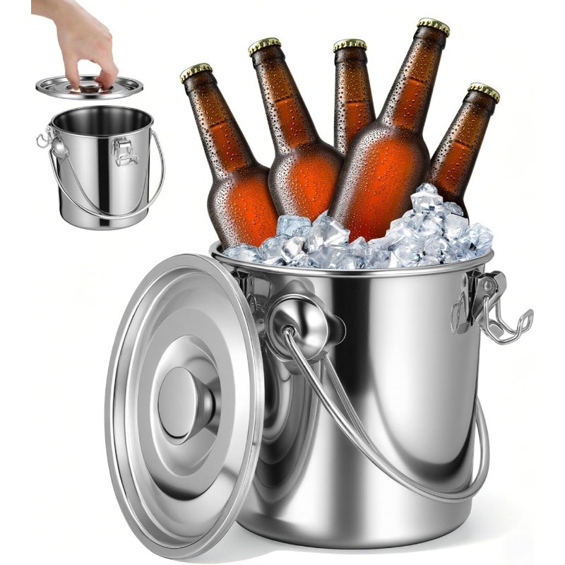 Stainless Steel Airtight Bucket with Lid 7.08X6.57X6.57In Sealed Food Storage