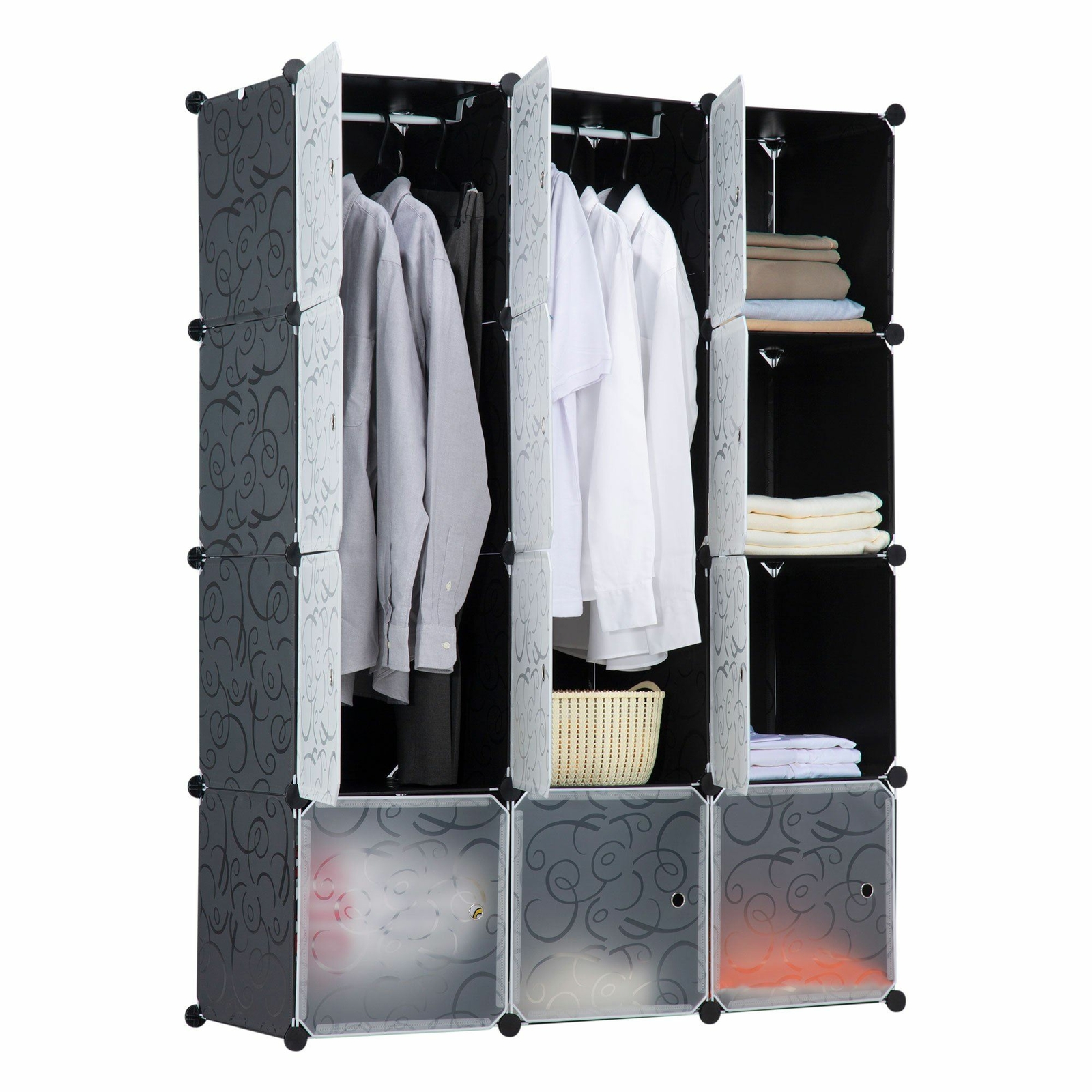Work-It! Portable Clothes Closet Rack | 12 Cubes Organizer, Refurbished