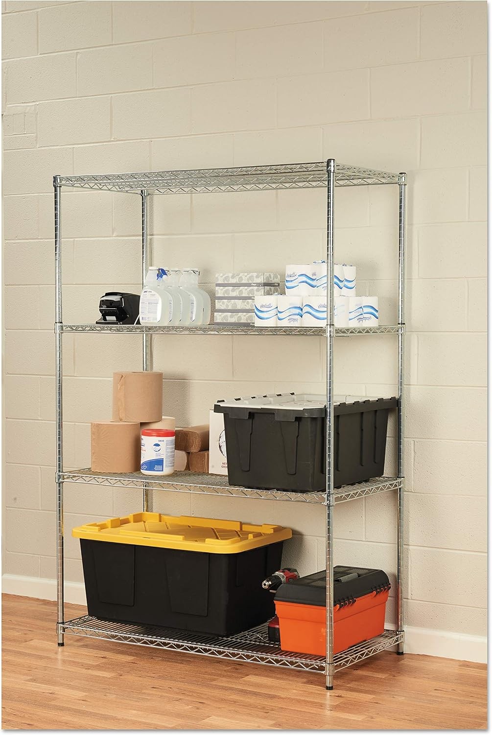 ALE Industrial Heavy-Duty Wire Shelving Starter Kit 4-Shelf 48w x 24d x 72h