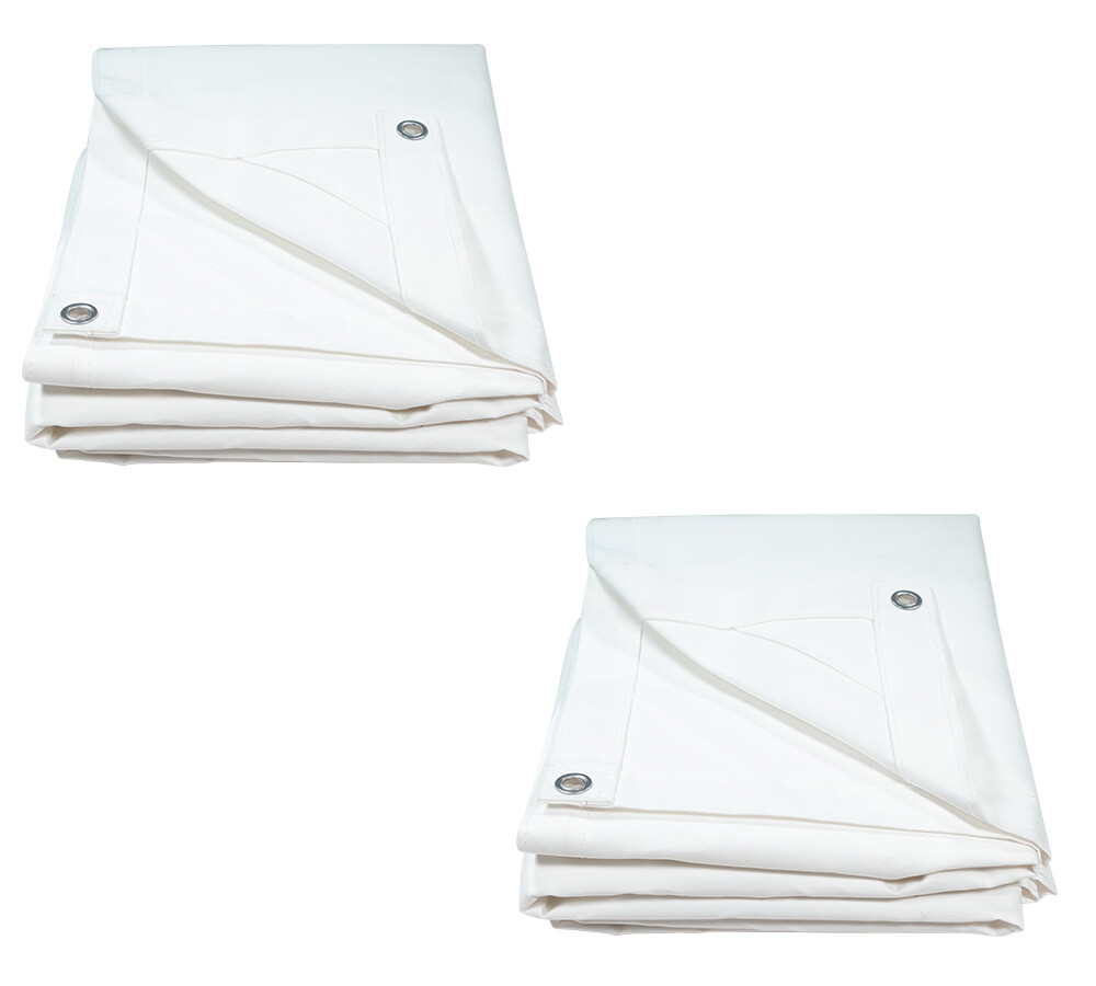 2 Pack 10’x12′ White Heavy Duty Canvas Tarp 12oz – Water Resistant & Breathable